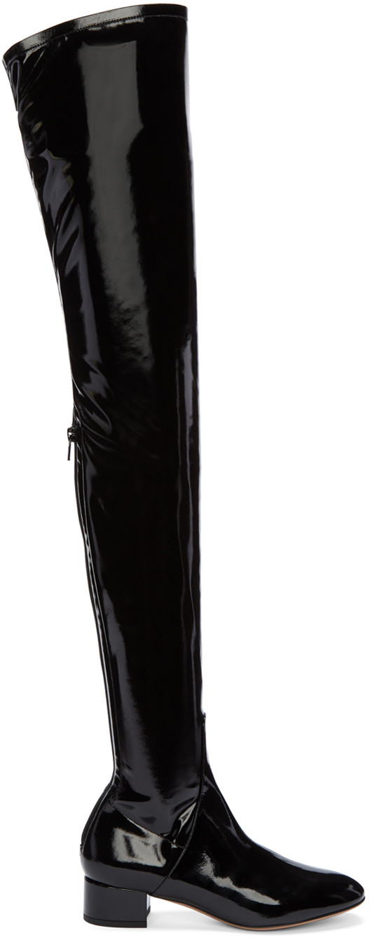 Valentino Garavani Patent Leather Over-the-knee Boots In Black | ModeSens