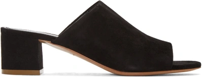 Mansur Gavriel Suede 40mm Block-heel Mule Sandal In Black