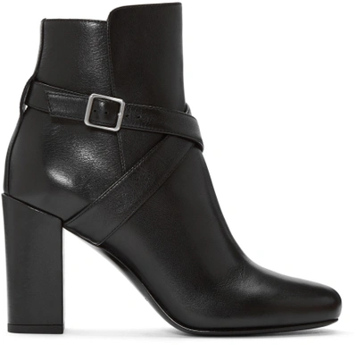 Saint Laurent Babies Buckled Leather Ankle Boots In Eero