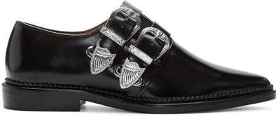 Shop Toga Black Two Buckles Loafers