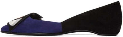 Shop Pierre Hardy Navy Suede Oh Roy Ballerina Flats