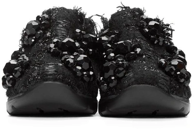 Shop Simone Rocha Black Floral Tweed Sneakers