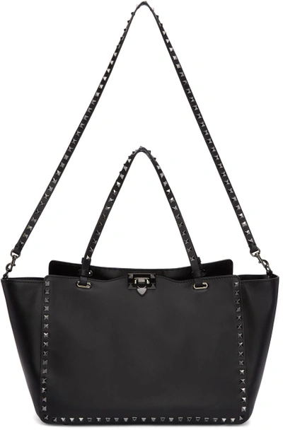 Shop Valentino Black Medium Rockstud Tote