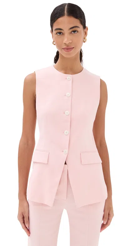 Veronica Beard Lois Linen Vest In Pink Shell