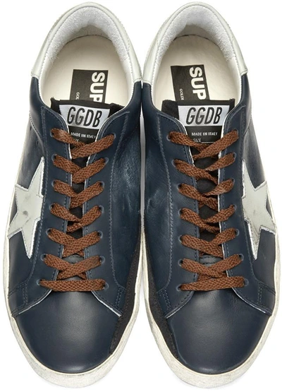Shop Golden Goose Blue Superstar Sneakers