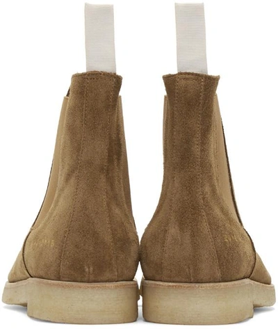 Shop Common Projects Tan Suede Chelsea Boots