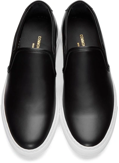 Shop Common Projects Black Leather Slip-on Sneakers