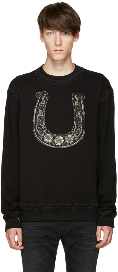 Dolce & Gabbana Embroidered Horseshoe Sweatshirt In Black