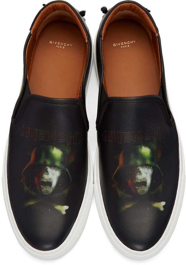 Givenchy 'street Skate Iii' Army Skull Print Leather Slip-ons In Black ...