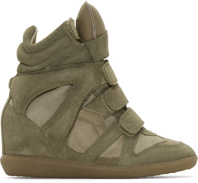 Isabel Marant Taupe Suede Bekett Wedge Sneakers In 50ta-taupe