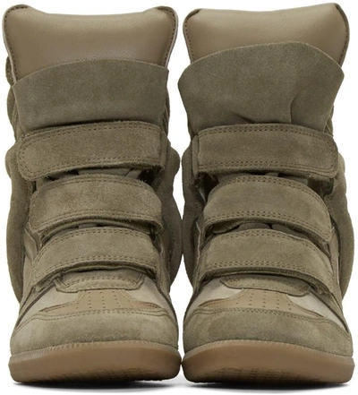 Shop Isabel Marant Taupe Suede Bekett Wedge Sneakers In 50ta-taupe