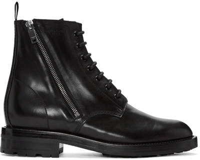 Shop Saint Laurent Black Short Zip Army Boots