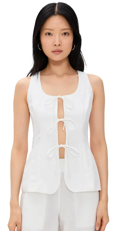 Aligne Lupin Tie-front Linen Top In White