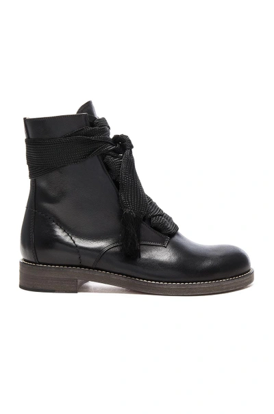 Shop Chloé Leather Harper Lace Up Boots In Black