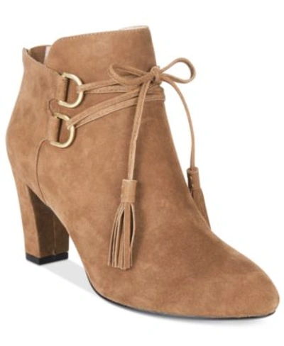 Taryn Rose Tr  Trisha Lace-up Ankle Booties In Quinoa Suede