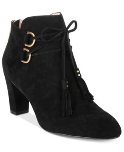Taryn Rose Tr  Trisha Lace-up Ankle Booties In Black Suede