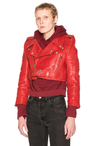 Shop Vetements Biker Jacket In Red.