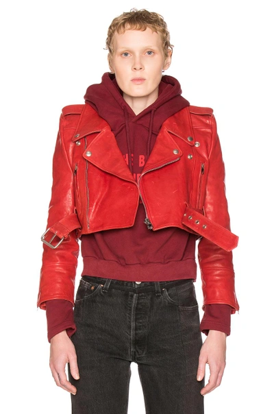 Shop Vetements Biker Jacket In Red.