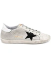 Golden Goose Super Star Distressed Leather-paneled Mesh Sneakers In White/black