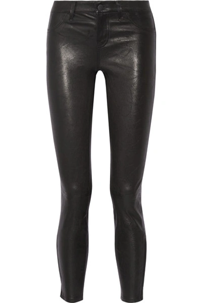 Shop L Agence Aurelie Leather Skinny Pants