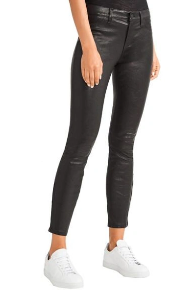Shop L Agence Aurelie Leather Skinny Pants