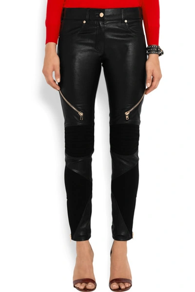 Shop Givenchy Skinny Pants In Black Leather And Stretch-knit