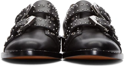 Shop Givenchy Black Studded Monk Strap Shoes