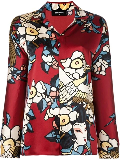 Dsquared2 'cherry Blossom' Pyjama Shirt In Multicolour