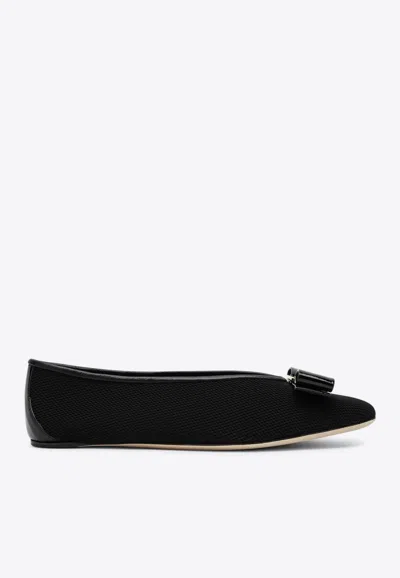 Ferragamo Ballerina Bow Black Var