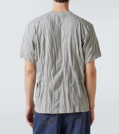 Bottega Veneta Men Grey Crewneck T-shirt With Maxi Print On The Front And Wrinkled Ffect In Cotton M In Gray