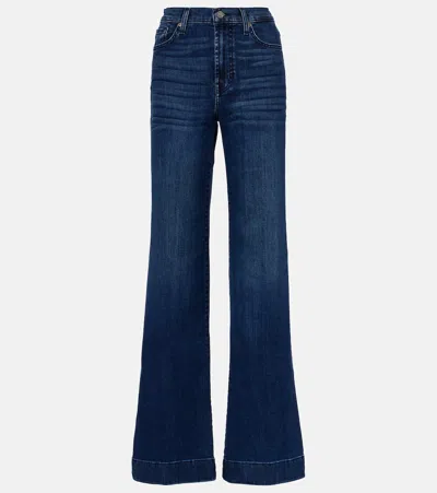 7 For All Mankind Modern Dojo High-rise Flared Jeans In Blue