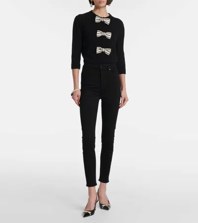 7 For All Mankind Aubrey High-rise Skinny Jeans In Black