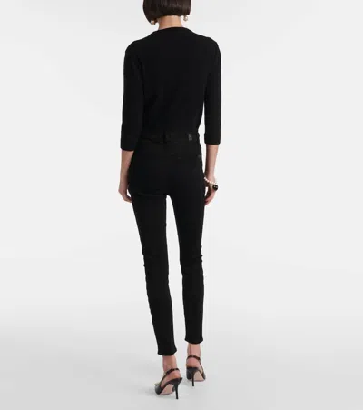 7 For All Mankind Aubrey High-rise Skinny Jeans In Black