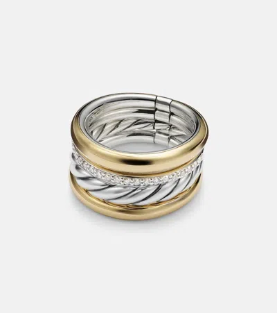 David Yurman Dy Mercer 18kt Gold And Sterling Silver Ring With Diamonds In Gold