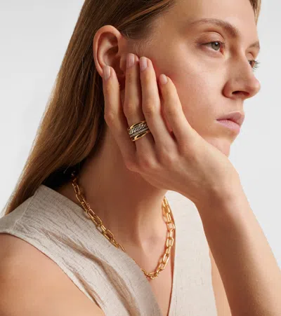 David Yurman Dy Mercer 18kt Gold And Sterling Silver Ring With Diamonds In Gold