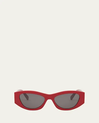 Celine Triomphe 55mm Rectangular Sunglasses In Red