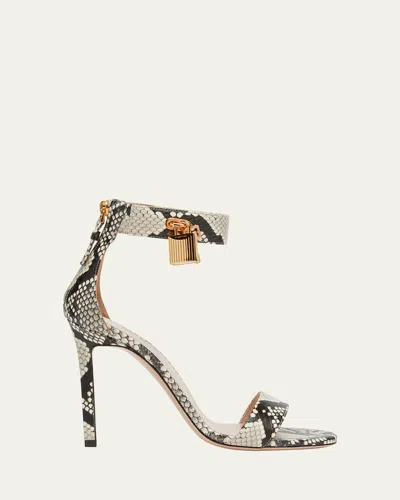 Tom Ford 105mm Padlock Embossed Leather Sandals In Multi