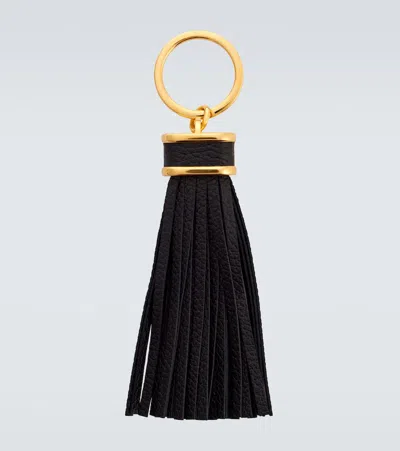 Tom Ford Tasseled Leather Keychain In Black