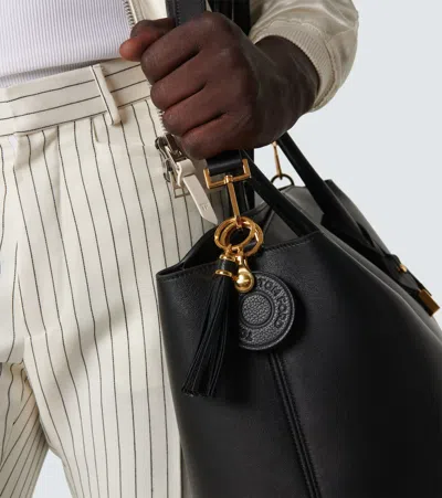 Tom Ford Tasseled Leather Keychain In Black