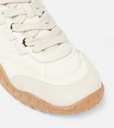 Miu Miu Tyre Technical Fabric And Suede Sneakers In Weiss