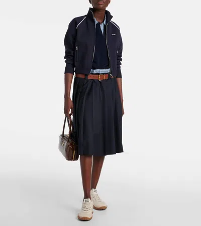 Miu Miu Tyre Technical Fabric And Suede Sneakers In Weiss