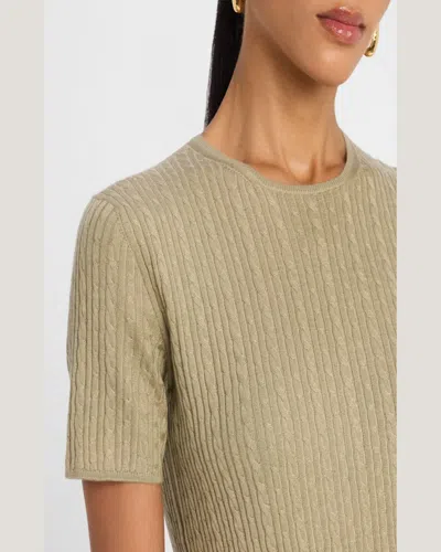 Loro Piana Rimella Cable-knit Cashmere And Silk-blend T-shirt In Dried Taragon