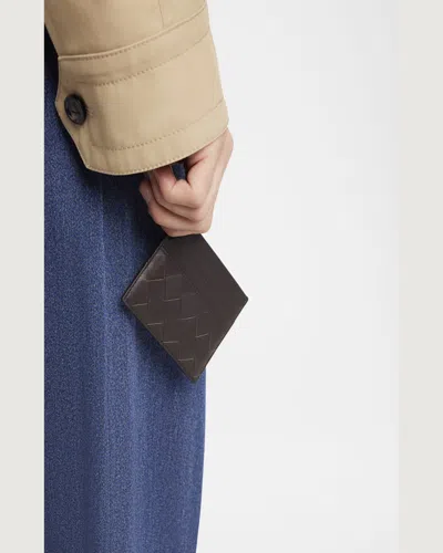 Bottega Veneta Men's Intrecciato 15 Leather Card Holder In Brown Multi