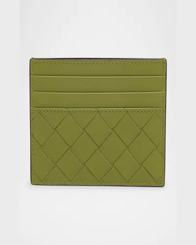 Bottega Veneta Men's Intrecciato 15 Leather Card Holder In Brown Multi
