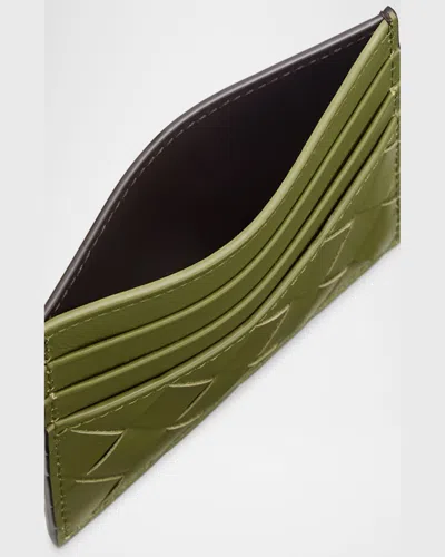 Bottega Veneta Men's Intrecciato 15 Leather Card Holder In Brown Multi