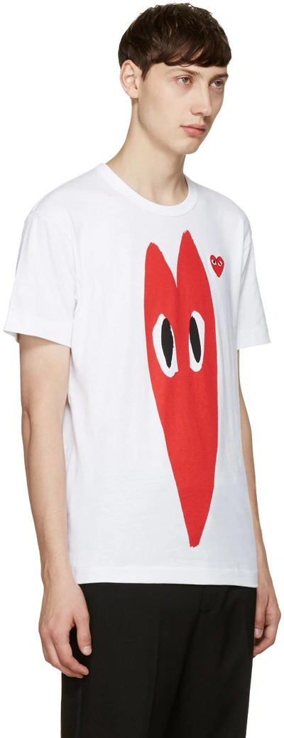 Shop Comme Des Garçons Play White Stretch Heart T-shirt