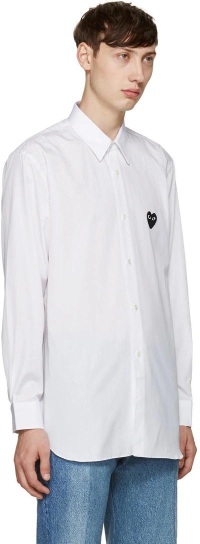 Shop Comme Des Garçons Play White Poplin Heart Shirt