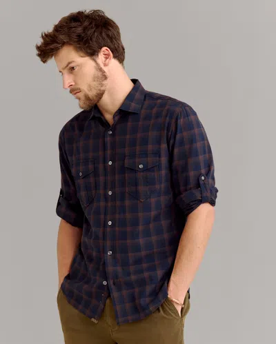 Billy Reid Shadow Plaid Scout Shirt In Carbon Blue
