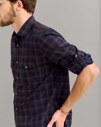 Billy Reid Shadow Plaid Scout Shirt In Carbon Blue
