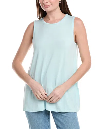 Eileen Fisher Scoop Neck Organic Linen Tank In Blue